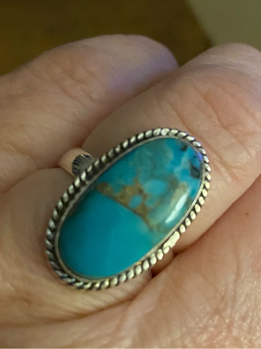 Kingman Turquoise Ring Set In 925 Sterling Silver Size 8 R13